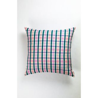 Archive New York Handwoven Classic Plaid Square Cotton Throw Pillow in Green at Nordstrom, Size 20X20