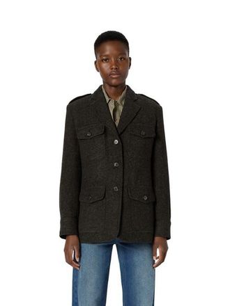 Gerard Darel Nadira Herringbone Jacket in Charcoal at Nordstrom, Size 12