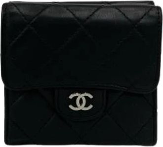 Chanel Pre-owned Vintage Portemonnee (drievoudig) - Dames - Vintage Accessoires - Zwart - ONE Size - Leer - Vintage