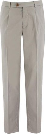 Brunello Cucinelli Tailored Darted Waistband Broeken - Heren - Slim Fit Broeken - Grijs - 2XL - Katoen - Broeken