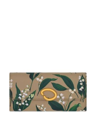 Oscar De La Renta Lily of the Valley-printed Continental wallet - Beige