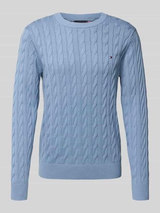 Tommy Hilfiger Regular Fit Strickpullover aus reiner Baumwolle in Hellblau, Größe XXXL