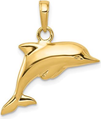 Diamond2Deal 10k Yellow Gold 3-D Dolphin Pendant