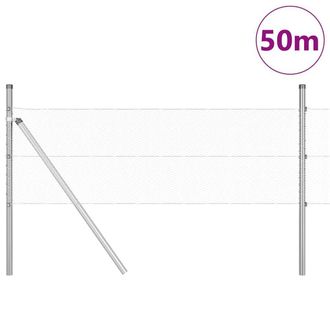 Berkfield Home Hexagon Fence 0, 8x50 m Galvanised Steel in Silver
