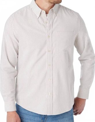 Fair Harbor Salty Oxford Shirt In Oak Stripe