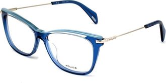 Police Glasses, female, Blue, Size: ONE SIZE Blue Acetate Frames with Metal Accents