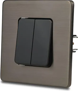 OEM Interruptor Doble De Luz Para Escaleras, Color Negro, Acero Cepillado, Pvd, Color Gris Plomo