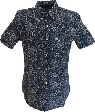 Lambretta Heren overhemd Paisley (Zwart/Grijs/Blauw)