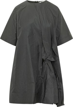 Msgm Asymmetrische jurk met korte mouwen en gedrapeerd effect - Dames - Korte kleedjes - Zwart - M - Kleedjes