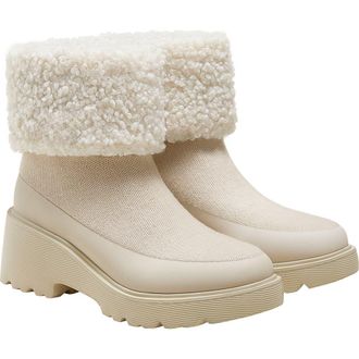 Vivaia Faux Fur Platform Chunky Wedge Boots in Cream Ivory at Nordstrom, Size 9