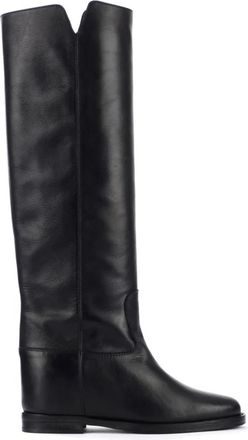 Via Roma 15 Wedge Boot 2568 - Dames - Hoge Laarzen - Zwart - 38 1/2 EU - Leer - Schoenen