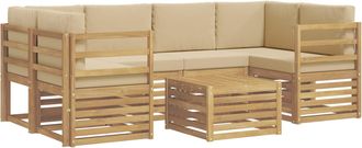 vidaXL Conjunto De Sof&aacute;s De Exterior 7 Uds. Y Beige Poli&eacute;ster Vidaxl