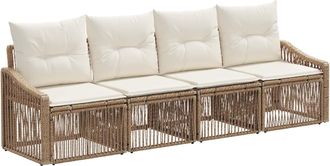 vidaXL Conjunto De Sof&aacute;s De Jard&iacute;n 4 Uds. Beige Rat&aacute;n Sint&eacute;tico Vidaxl
