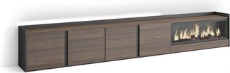 Skraut Home Skraut Home - Mueble Tv, Televisi&oacute;n, Muebles De Sal&oacute;n, Almacenaje, 315x35x50cm, Para Tv Hasta 80, Chimenea El&eacute;ctrica Xxl, Led, Estilo Moderno, Roble O