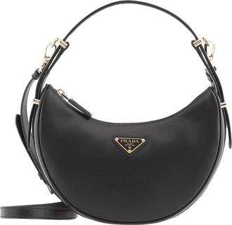 Prada Black Arque Re-Nylon And Brushed Leather Hybrid Shoulder Bag