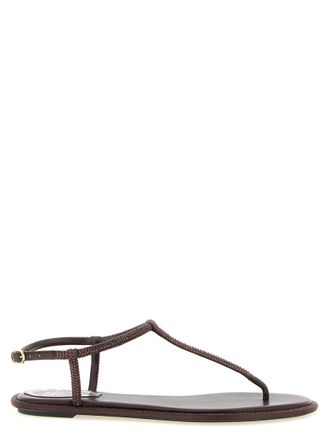 Rene Caovilla Brown Open Round Toe Sandals