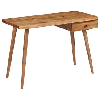 Berkfield Home Writing Table Solid Acacia Wood 110x50x76 cm in Brown | Size: 110 x 50 x 76 cm