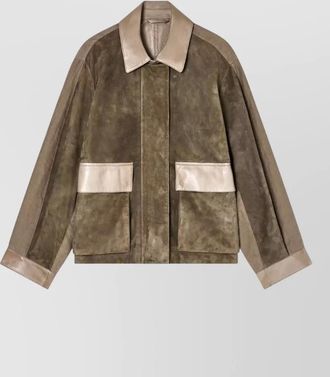 Giorgio Armani oversize blouson jacket suede linen