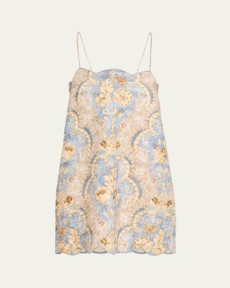 Zimmermann Daylight Scallop Linen Mini Dress