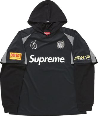 SUPREME soccer hooded jersey - Zwart