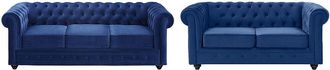Vente-Unique Sof&aacute; de 3+2 plazas CHESTERFIELD - Terciopelo azul real