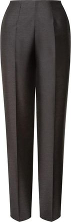 Alberta Ferretti Antracietgrijze Geplooide Tapered Leg Broek - Dames - Slim Fit Broeken - Grijs - M - Wol - Broeken