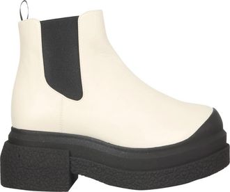 Stuart Weitzman Charli Sportlift Bootie - Dames - Chelseaboots - Beige - 39 EU - Leer - Schoenen