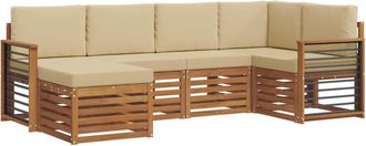 vidaXL Conjunto De Sof&aacute;s De Exterior 6 Uds. Natural Y Beige Poli&eacute;ster Vidaxl