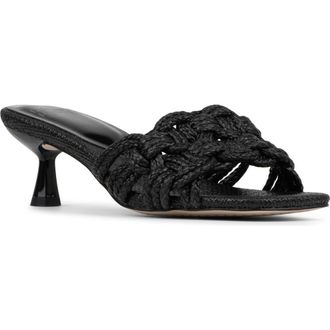 Donald J Pliner Raffia Kitten Heel Slide Sandal in Black at Nordstrom Rack, Size 5.5