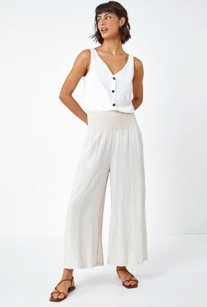 Roman Linen Blend Stretch Waist Culottes