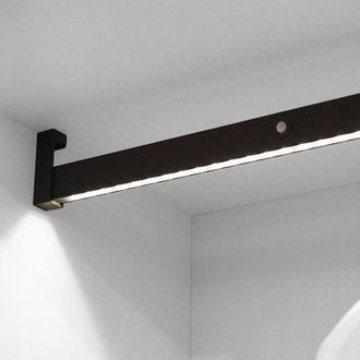 Emuca Barra Para Armario Con Luz Led Castor, Bater&iacute;a Extraible Y Sensor De Movimiento, L858mm, Pl&aacute;stico Y Aluminio, Gris Metalizado - Emuca