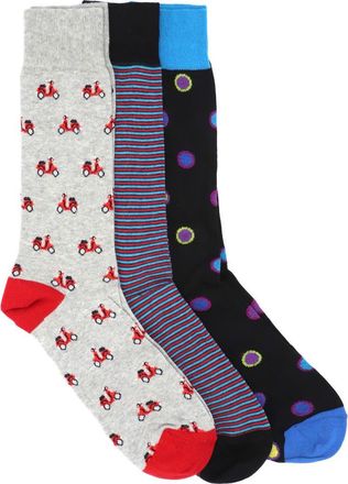 Lorenzo Uomo Cotton Blend Crew Socks - Pack of 3 in Black at Nordstrom Rack