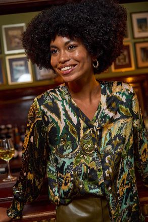 Roman Abstract Print Foil Shirt