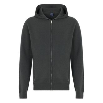 Fedeli Cardigan met rits en capuchon - Heren - Truien - Grijs - Maat: XL Kasjmier