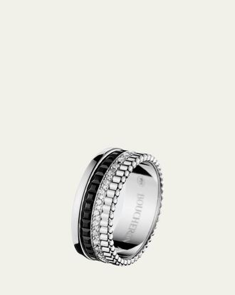 Boucheron Quatre Small Ring in White Gold with Diamonds and Black PVD