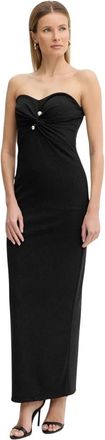 Fracomina Slim Bandeau Maxi Jurk - Dames - Feestkleedjes - Zwart - XL - Polyester - Kleedjes