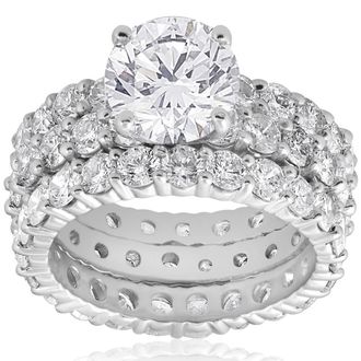 Pompeii3 7ct Diamond Engagement Eternity Wedding Ring Set 14k White Gold
