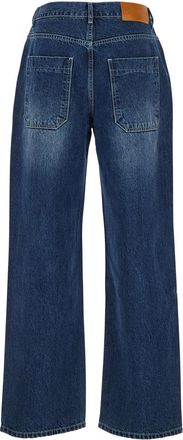 After Pray Mens Blue Jeans With Logo Patch Cotton