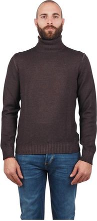 Barba Bruine wollen coltrui heren - Heren - Coltruien - Bruin - 2XL - Wol - Truien & Vesten