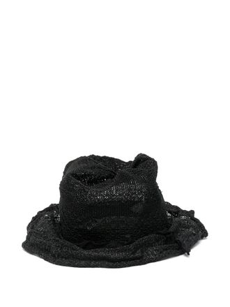 Yohji Yamamoto interwoven fedora hat - men - Paper/Polyester - One Size - Black
