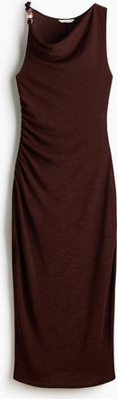 H&M Perlenbesetztes Kleid mit Wasserfallausschnitt - Dunkelbraun
