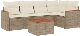 vidaXL Vidaxl - Juego De Sof&aacute;s Jard&iacute;n Con Cojines 6 Pzas Rat&aacute;n Sint&eacute;tico Beige