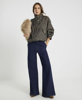 River Island Jeans a palazzo blu scuro con pinces