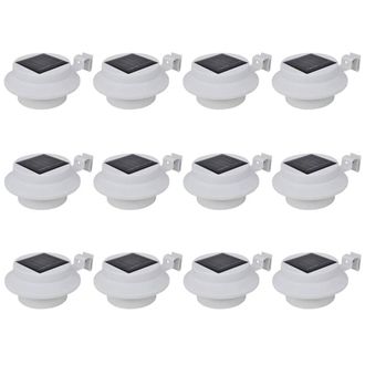 Berkfield Home Outdoor Solar Fence Lamps 12 pcs LED White