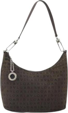 Bulgari Pre-owned Shoulder Bags, female, Brown, Size: ONE SIZE Pre-owned Canvas Shoulder Bag