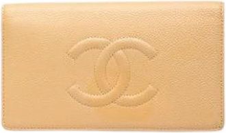 Chanel Pre-owned Vintage Caviar Wallet - Dames - Vintage Accessoires - Beige - ONE Size - Leer - Vintage