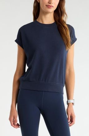 Zella Go Easy Terry Cotton Blend Sweatshirt in Navy Sapphire at Nordstrom, Size X-Large