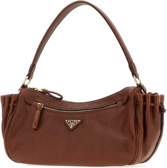 Prada Womens Calf Leather Shoulder Bag Brown