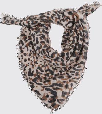 Faliero Sarti Cashmere Animal Print Scarf with Fringes