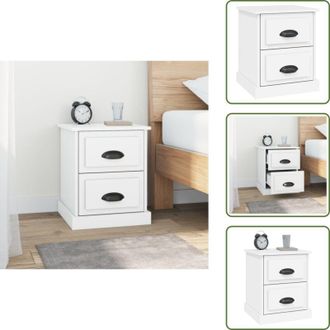 vidaXL The Living Store Comodino Bianco 39x39x47,5 cm in Legno Multistrato - Comodino moderno
